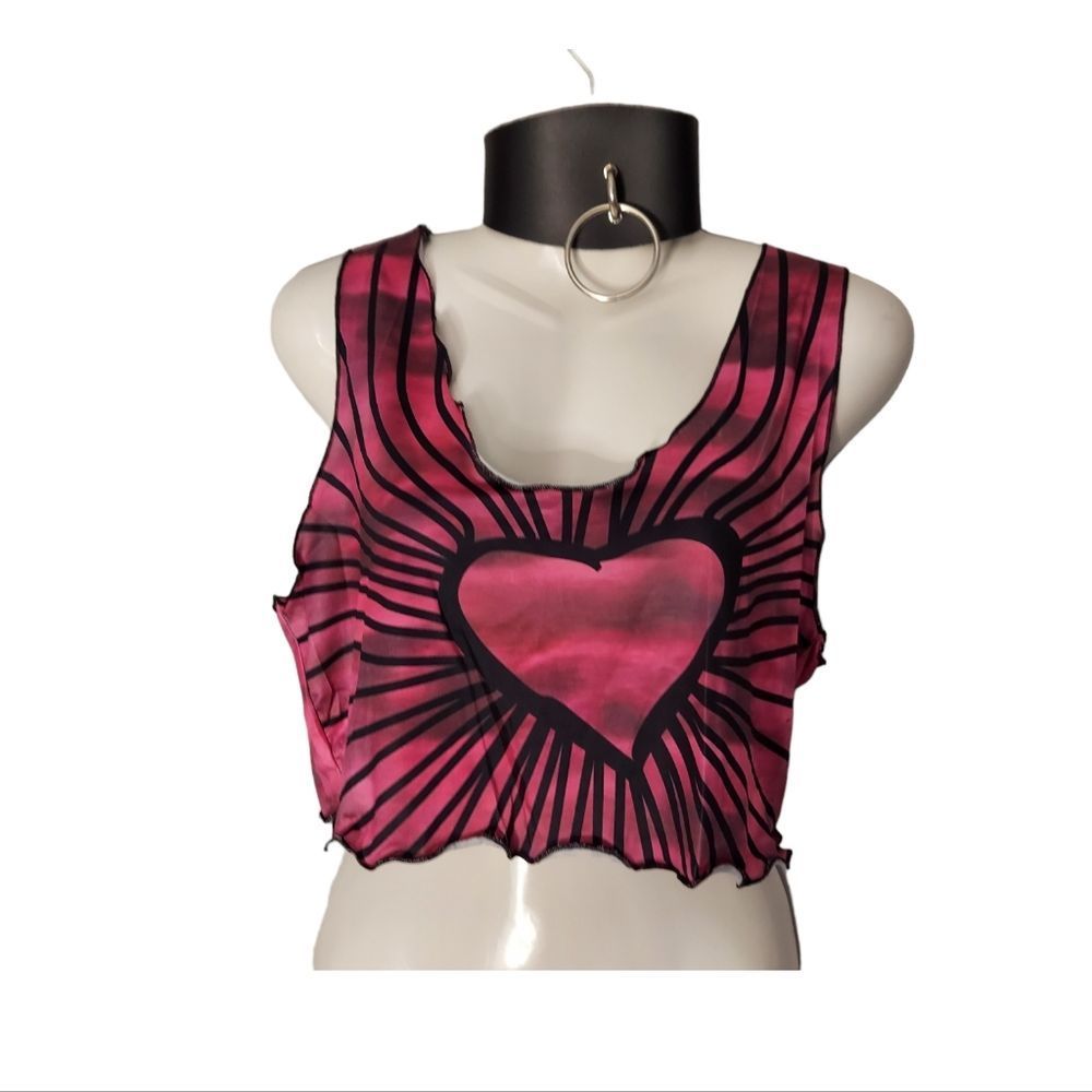 Sleeveless Gradient Heart Print Slim Cami Top